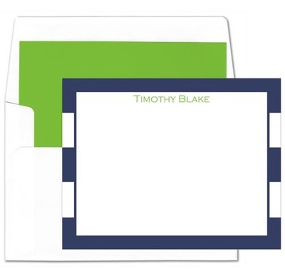 Navy Stripe Flat Note Cards